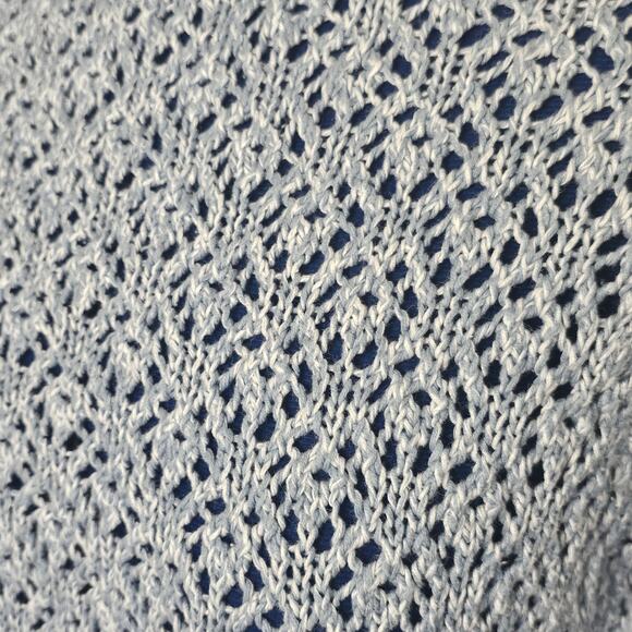 Norton McNaughton Blue and White Crochet Knit sweater Size L - Picture 3 of 7